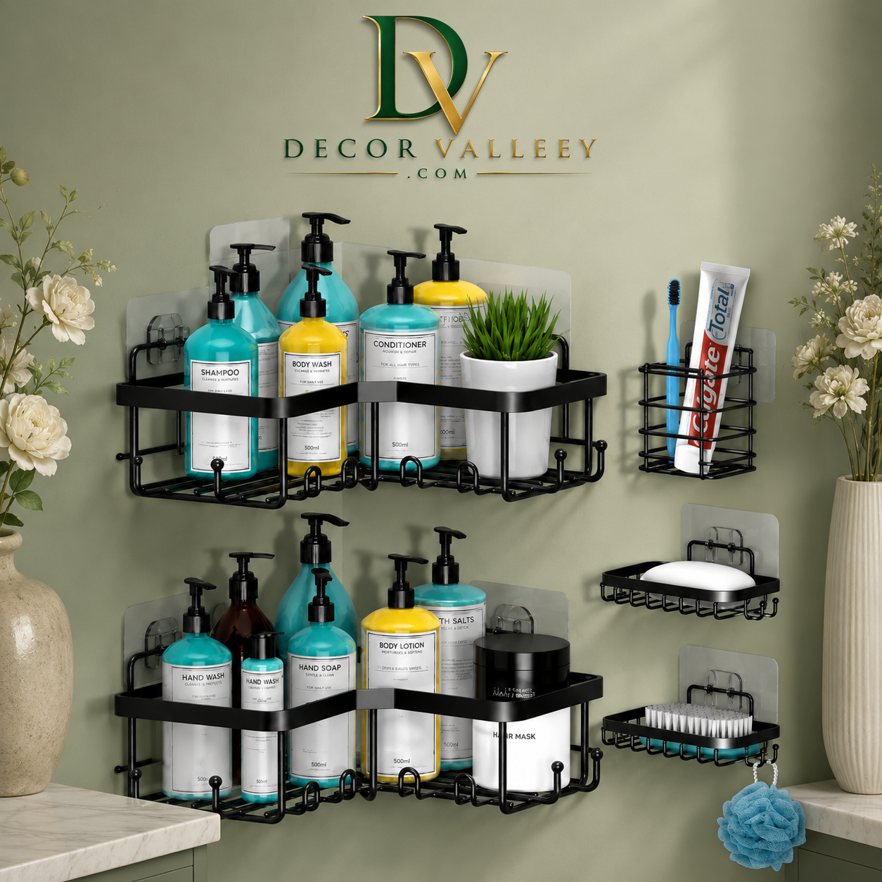 Wall Mounted Bathroom & Kitchen Corner Shelf Rack