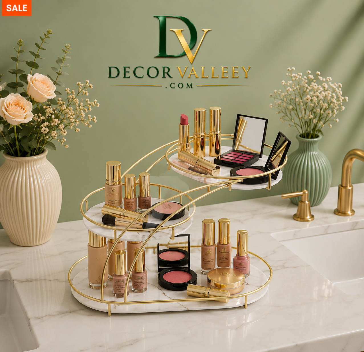Golden Cosmetic Display Rack