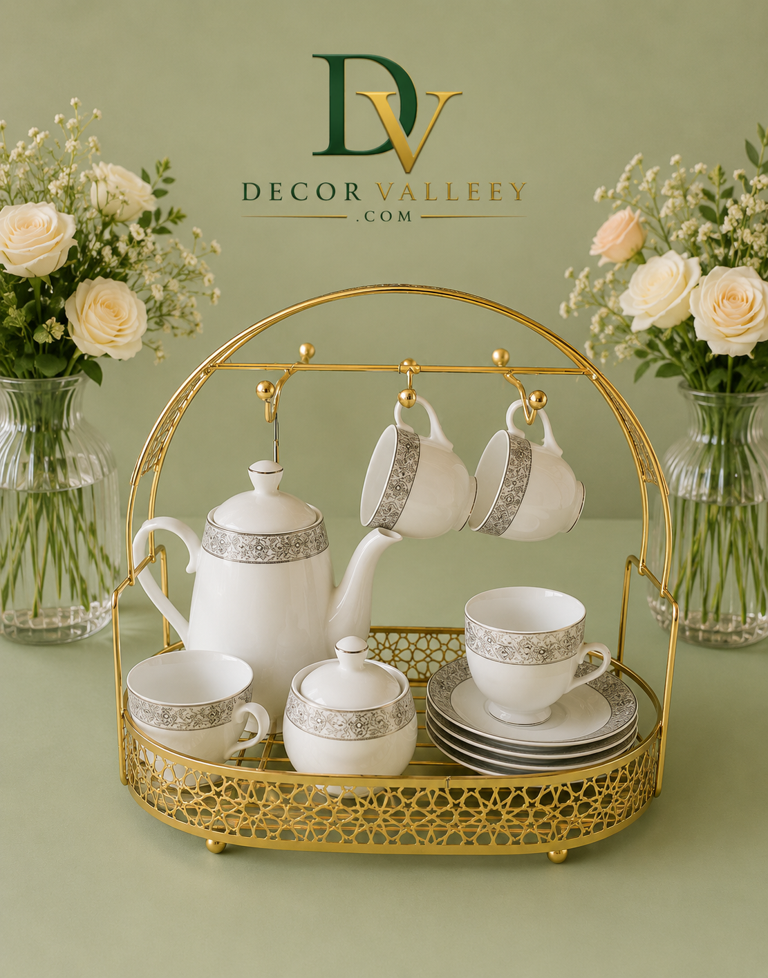 Elegant Gold Wire Set Organizer Rack