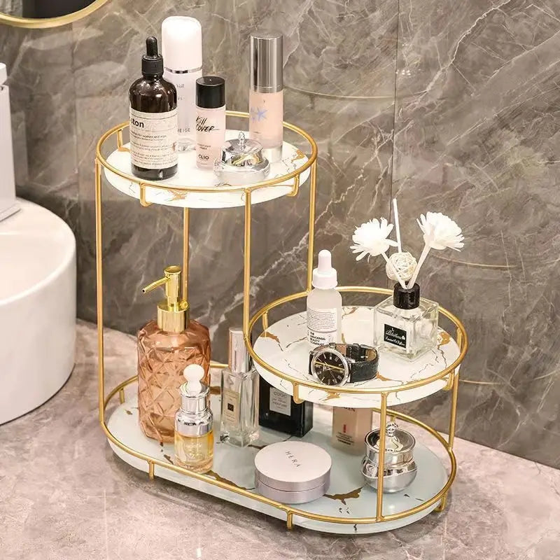 Makeup Organizer – Golden Cosmetic Storage Rack