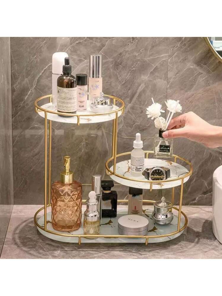 Makeup Organizer – Golden Cosmetic Storage Rack