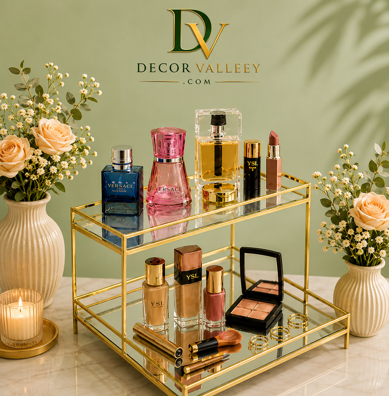 Luxury 2-Tier Glass Makeup Organizer