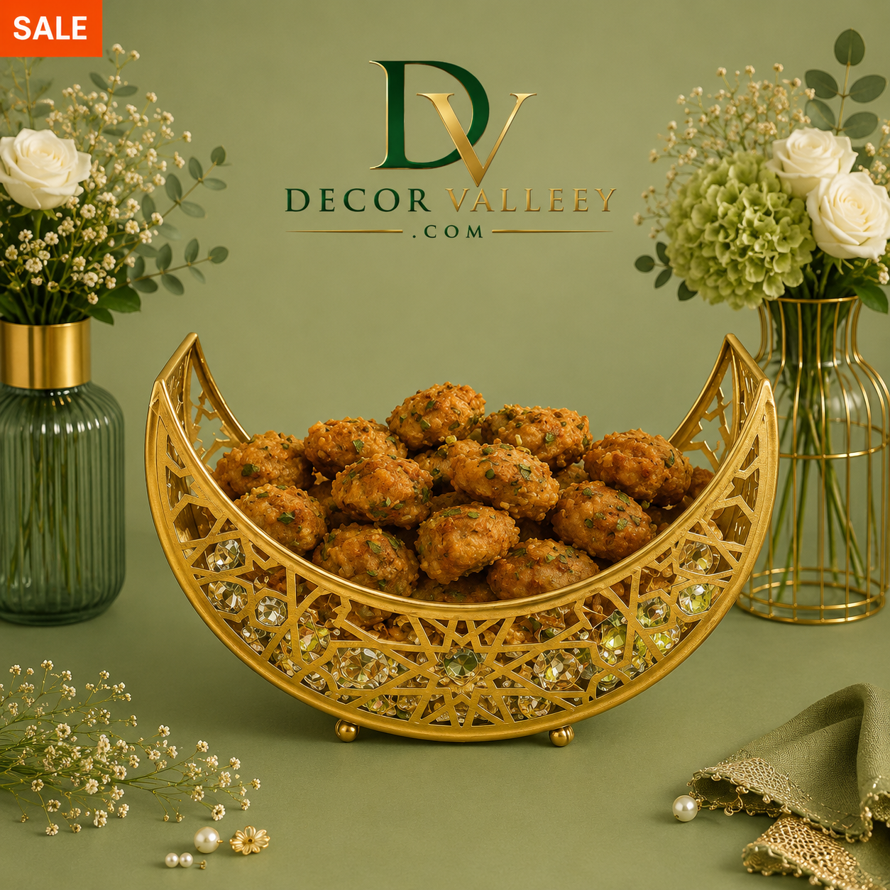 Luxury Golden Crescent Crystal Bowl Decor