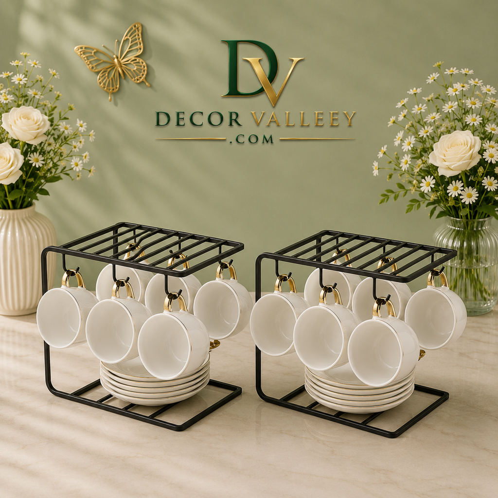 Countertop Mug Tree Holder 6 Hooks Kitchen Shelf