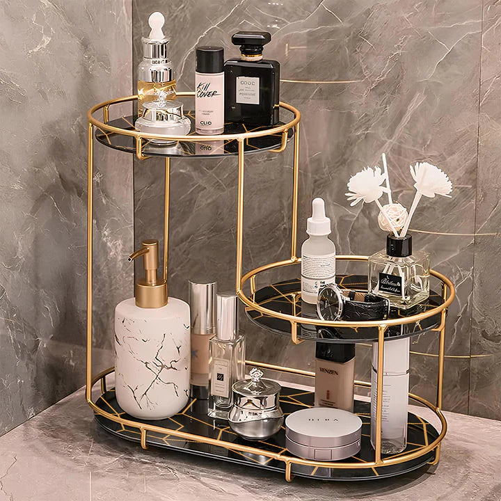 Makeup Organizer – Golden Cosmetic Storage Rack
