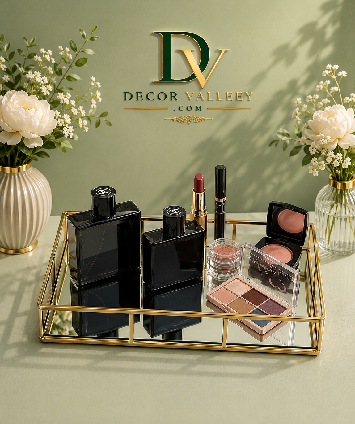 Luxury Gold Mirror Vanity Tray