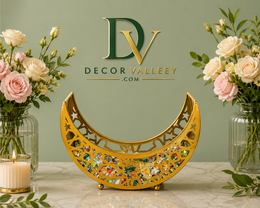 Luxury Golden Crescent Crystal Bowl Decor