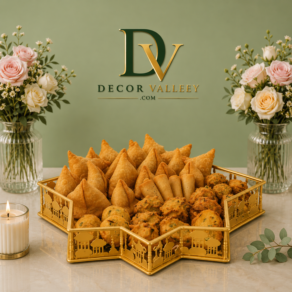 Luxury Golden Star Serving Tray for Snacks & Ramadan Specials