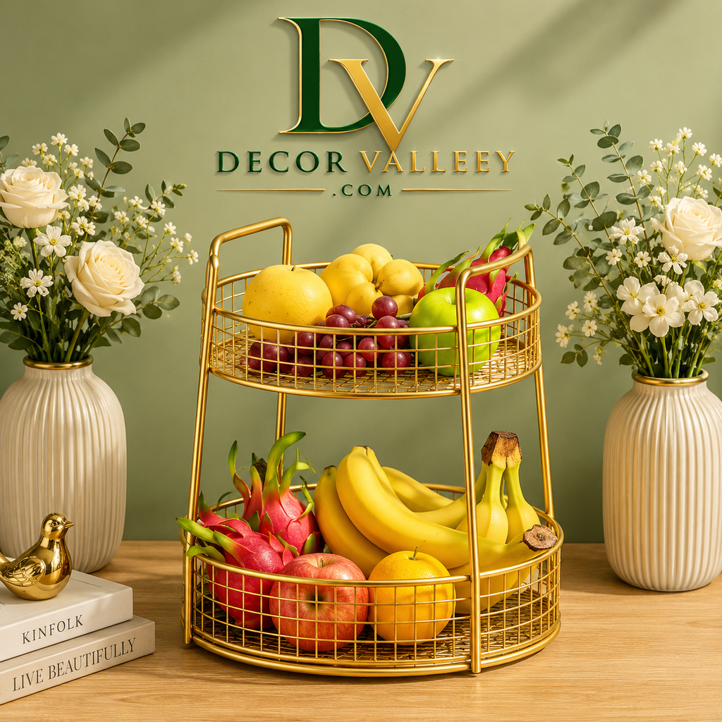 Luxury 2 Tier Golden Fruit Basket