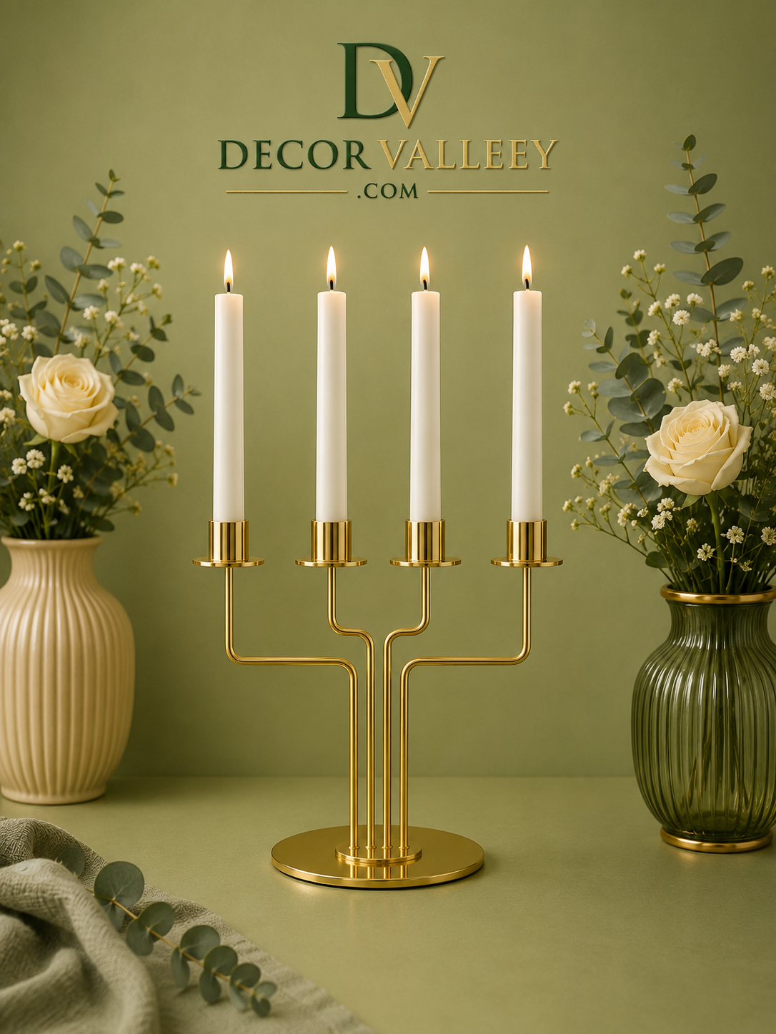 Golden Brass Candle Stand