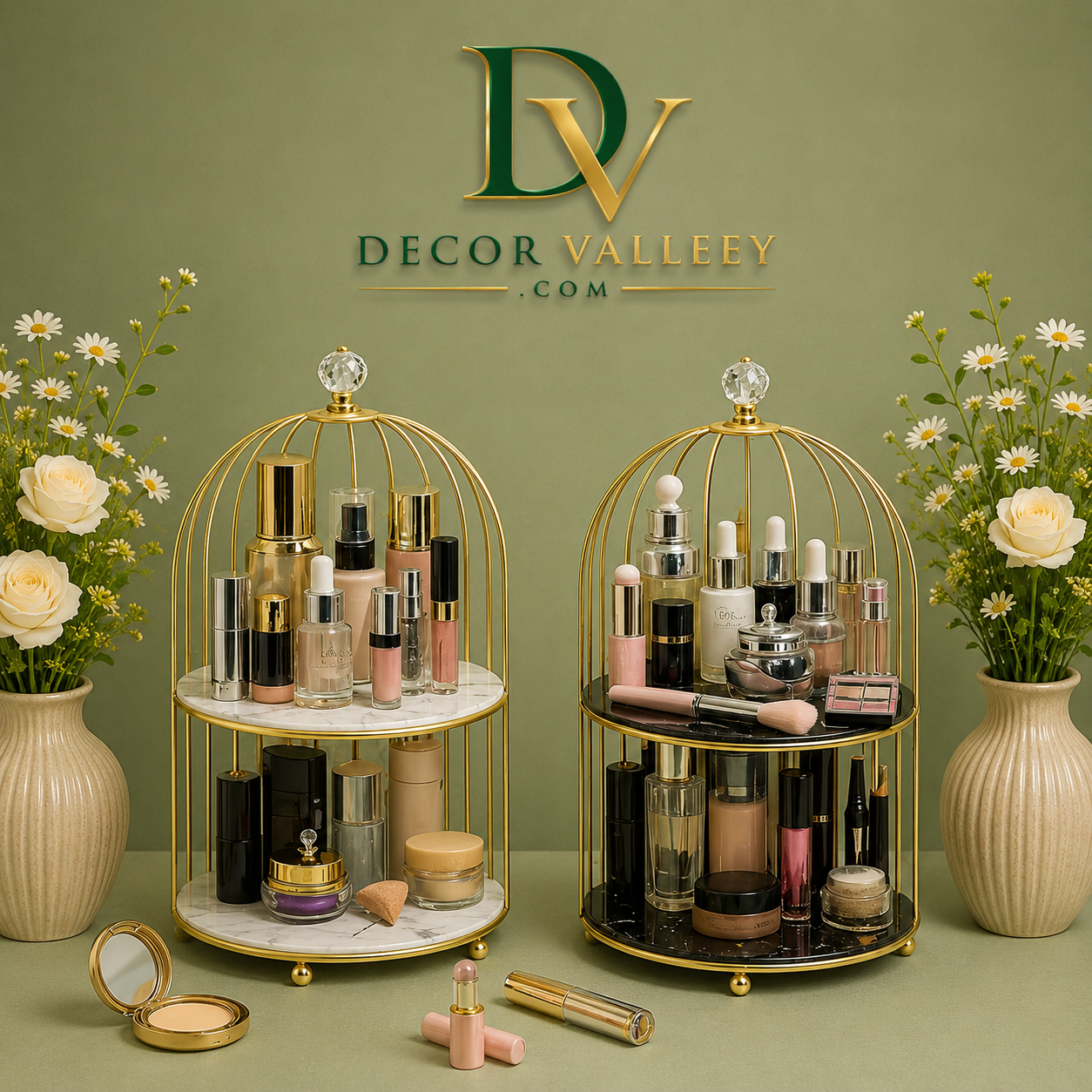 Luxury Golden Dome Makeup Organizer