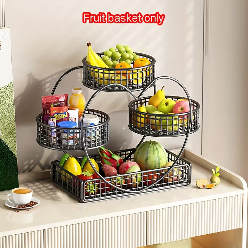 Metal Fruit Basket Stand – Modern Kitchen Counter Organizer
