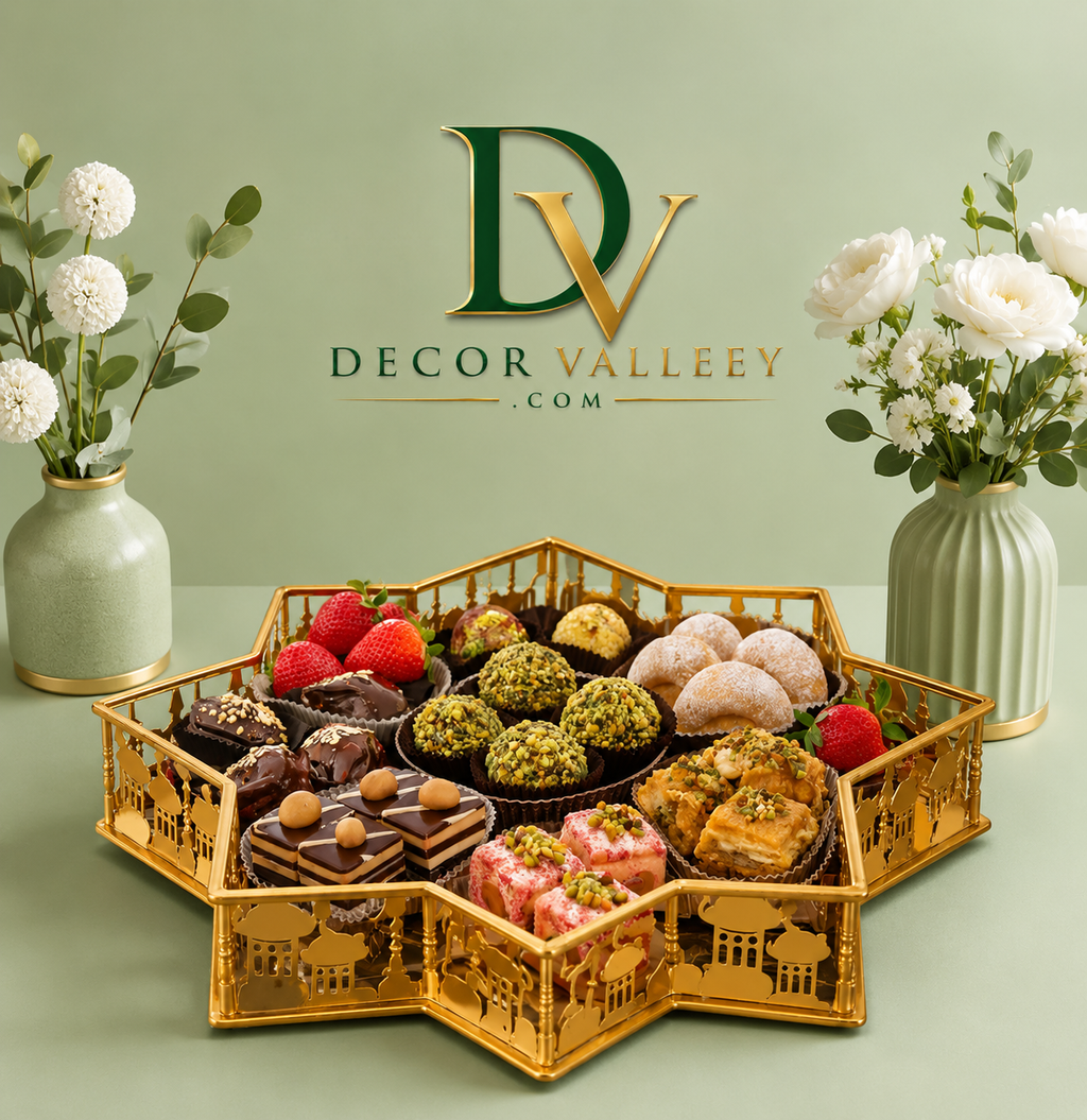 Luxury Golden Star Serving Tray for Snacks & Ramadan Specials