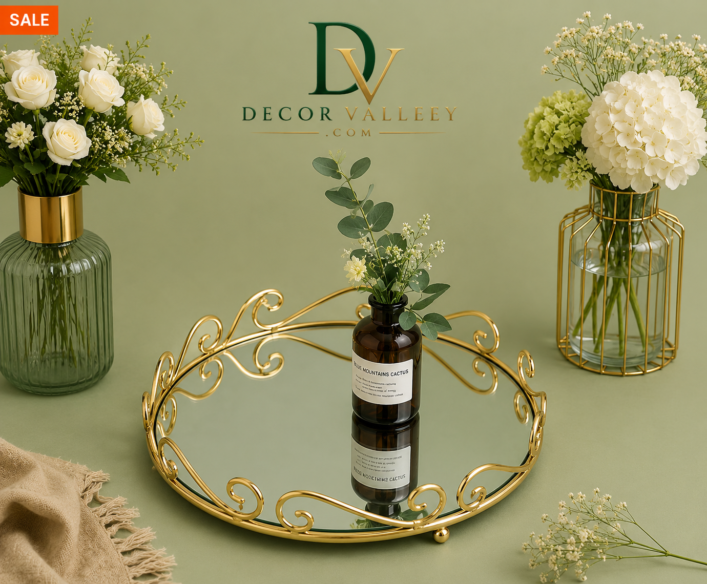 Luxury Gold Mirror Tray   Decorative Vanity & Serving Trays