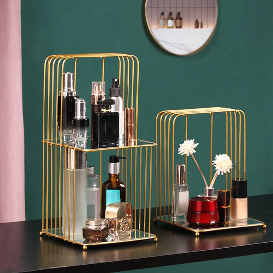 Luxury Golden Makeup Organizer Rack