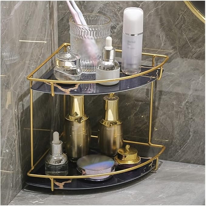 Luxury 2-Tier Corner Makeup Organizer Rack