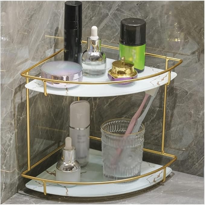Luxury 2-Tier Corner Makeup Organizer Rack