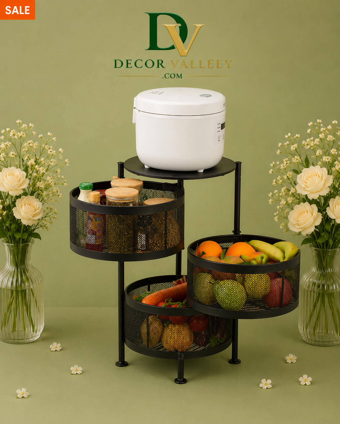 3-Tier Metal Vegetable Trolley