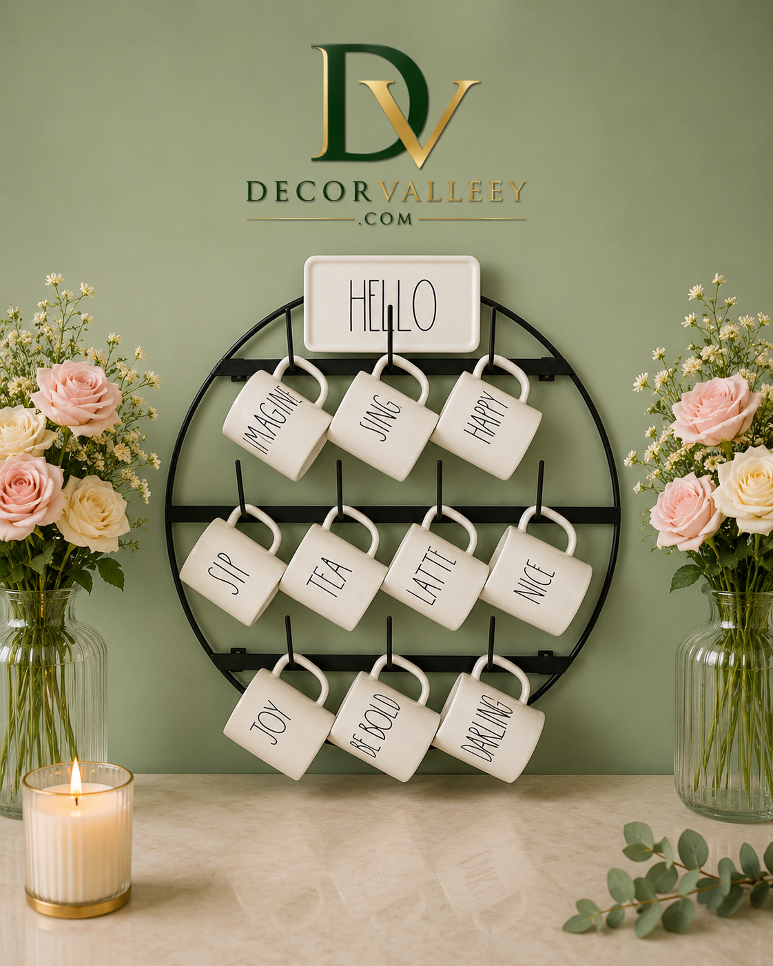 Wall Mounted Coffee Mug Holder Rack