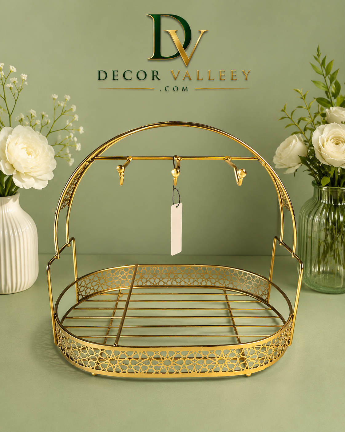 Elegant Gold Wire Set Organizer Rack