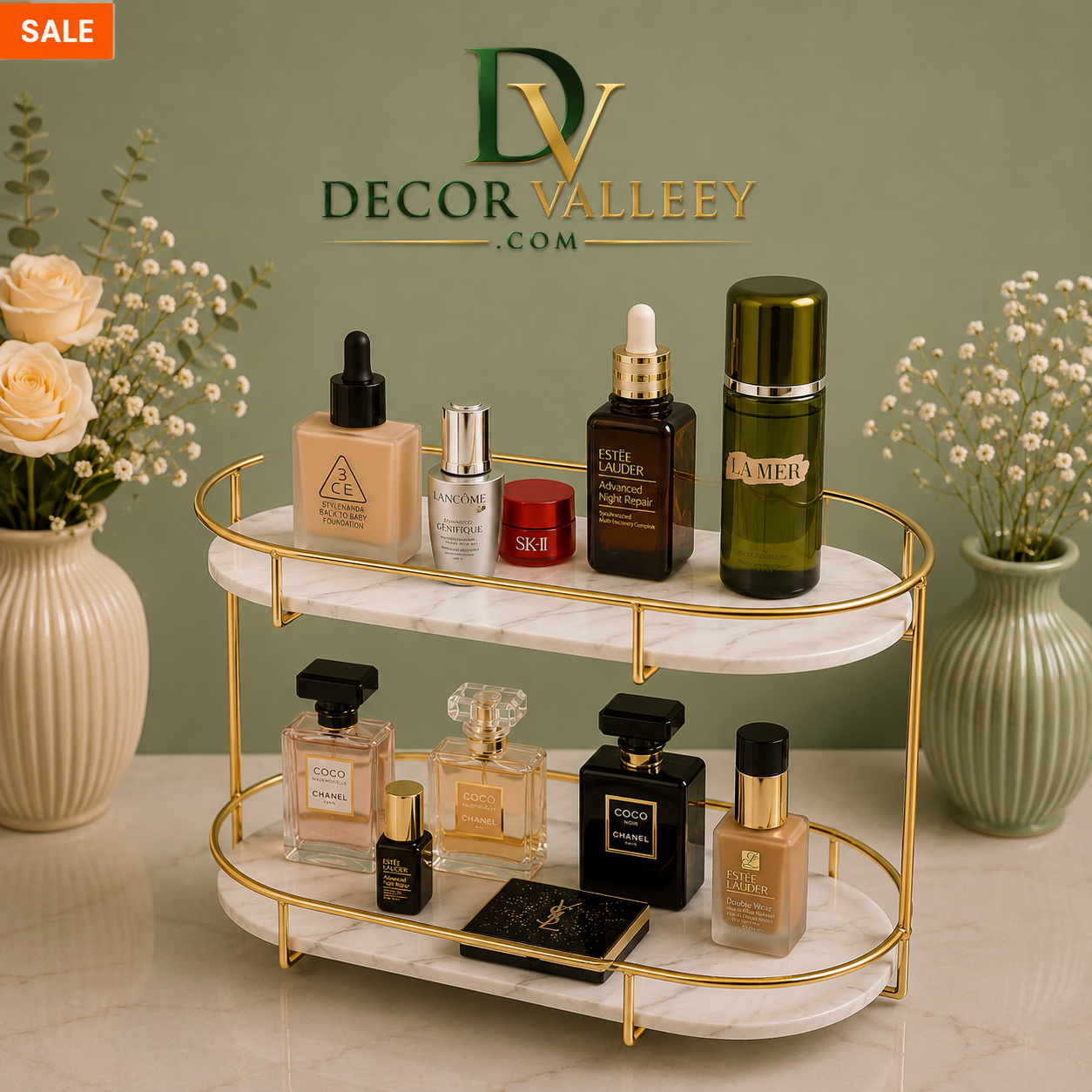 Golden Makeup & Perfume Rack