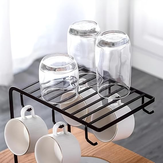 Countertop Mug Tree Holder 6 Hooks Kitchen Shelf