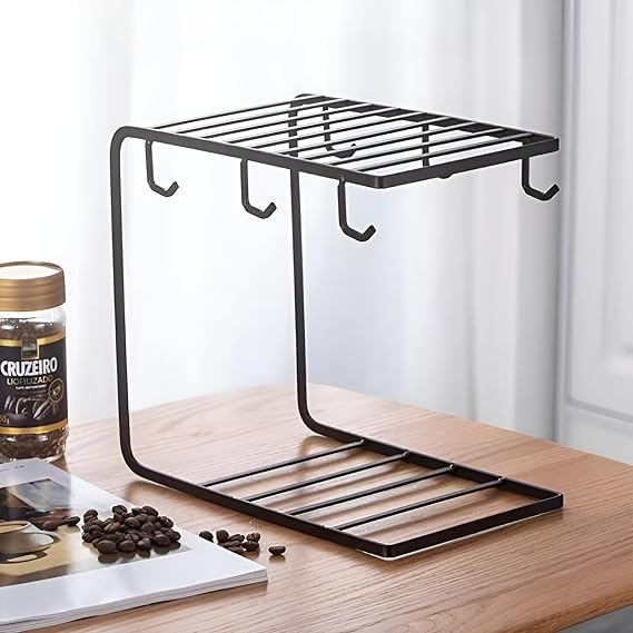 Countertop Mug Tree Holder 6 Hooks Kitchen Shelf