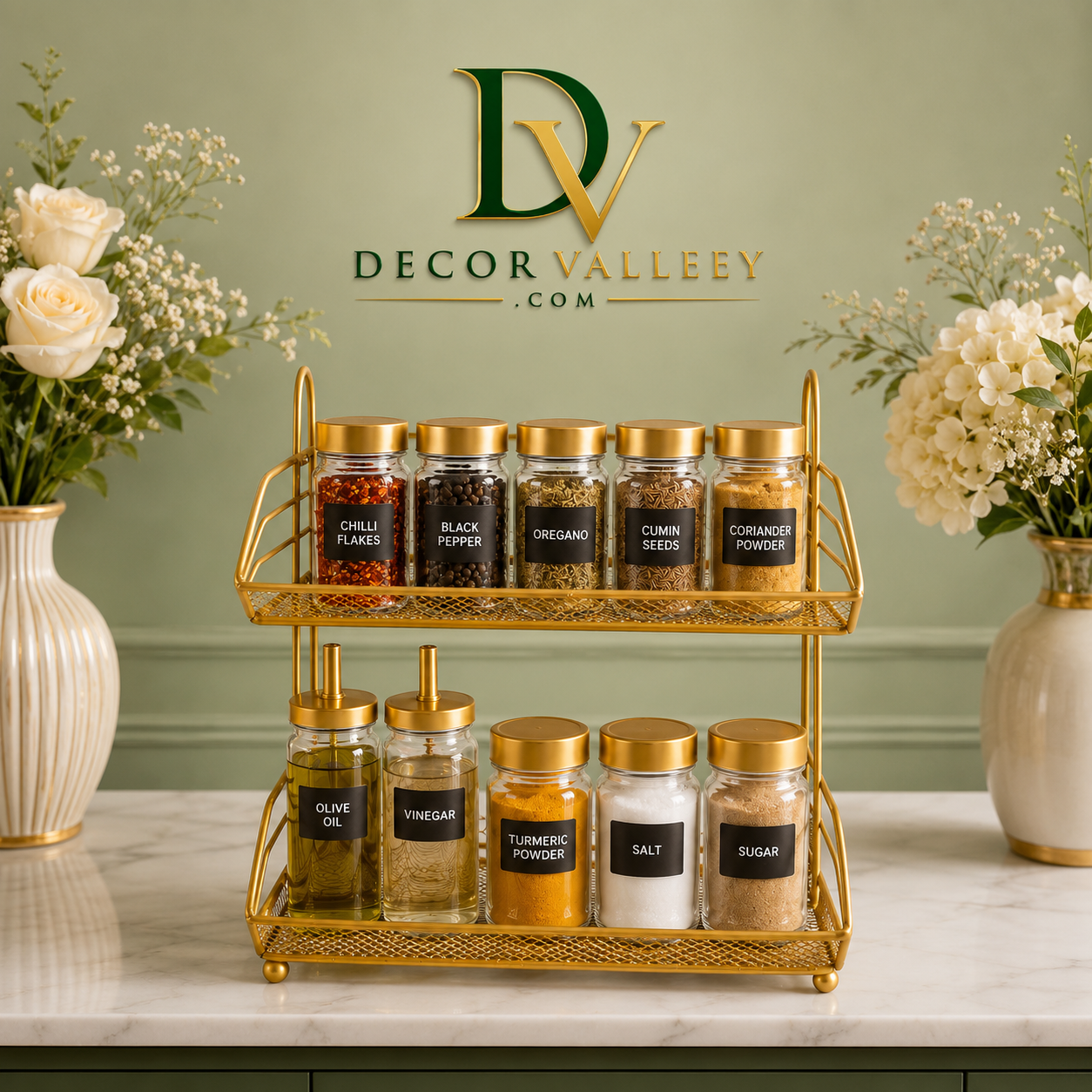2-Tier Kitchen Spice Rack Organizer