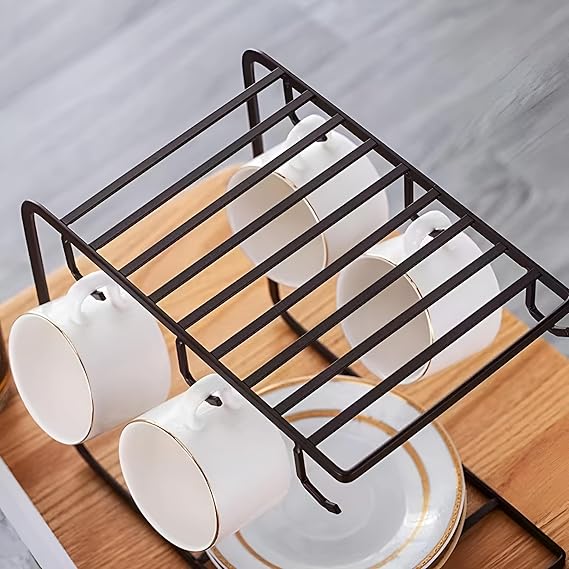 Countertop Mug Tree Holder 6 Hooks Kitchen Shelf