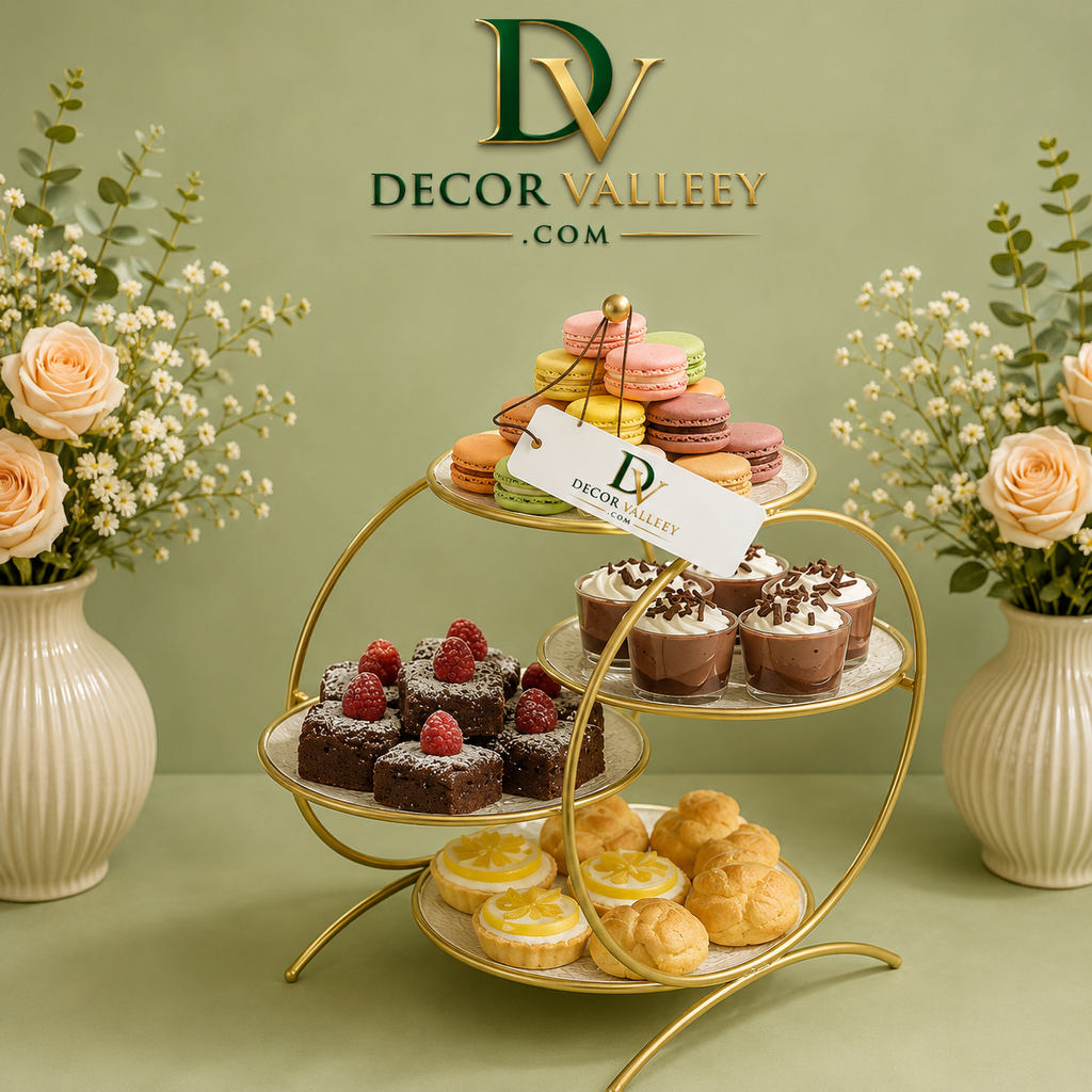 Luxury 4-Tier Dessert & Serving Stand – Golden Cake Display Tray