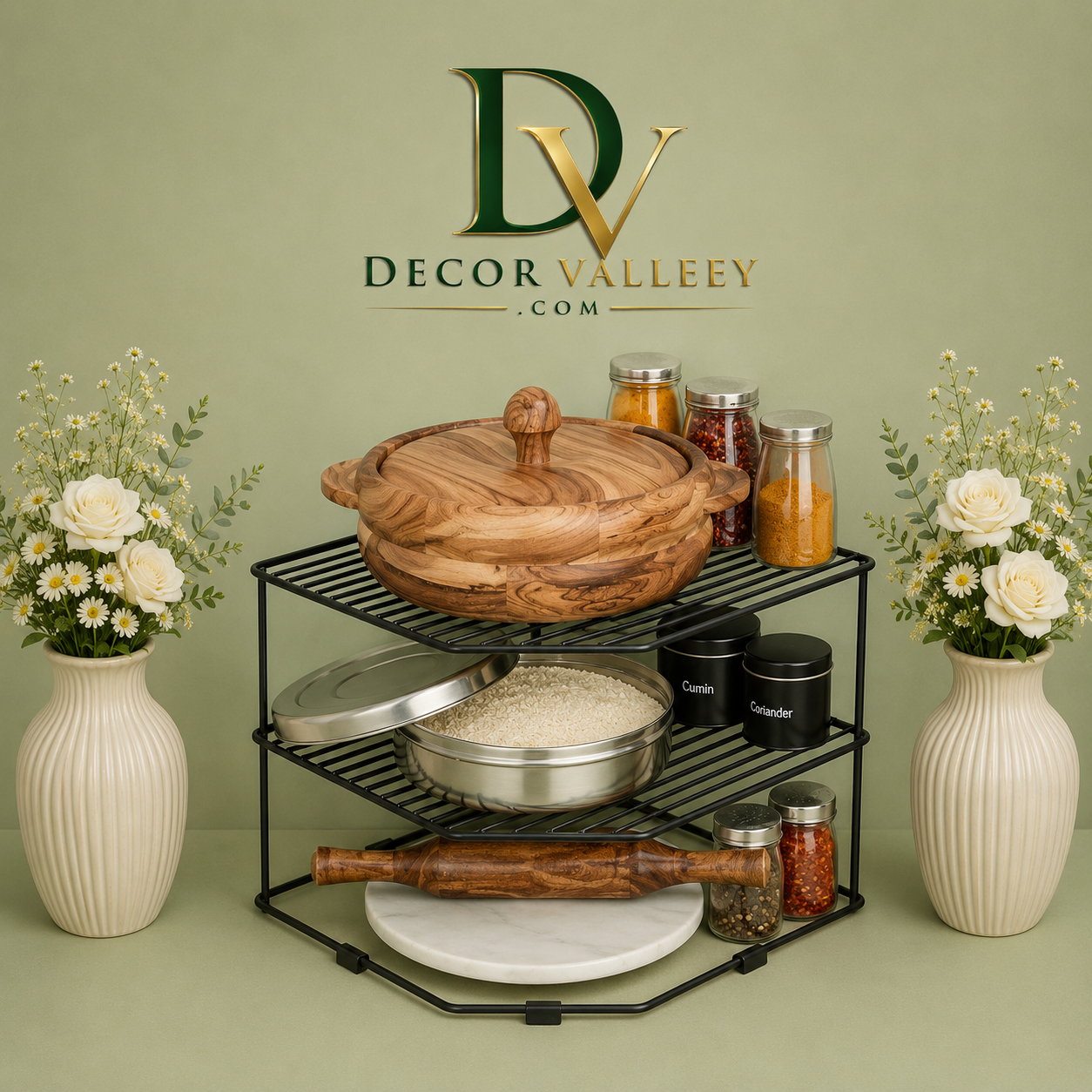 3 Tier Corner Kitchen Storage Rack – Countertop Organizer Shelf