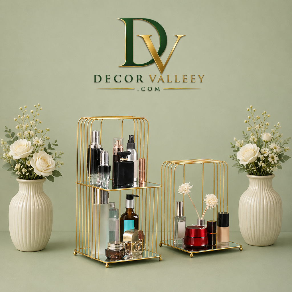 Luxury Golden Makeup Organizer Rack