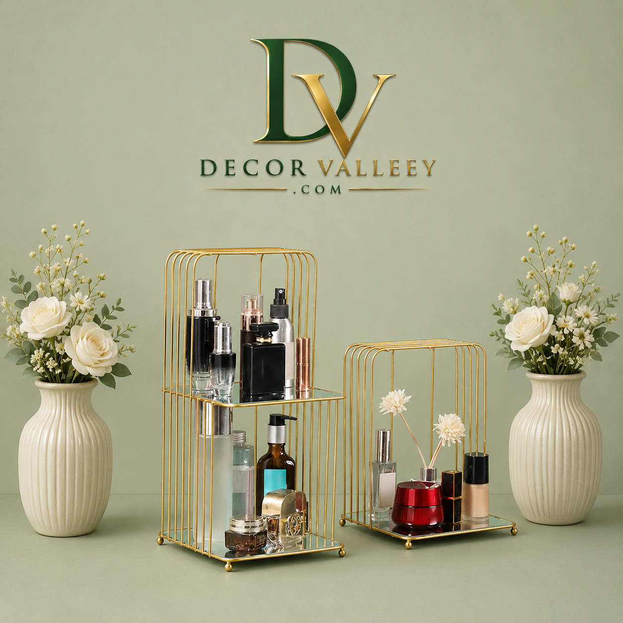 Luxury Golden Makeup Organizer Rack