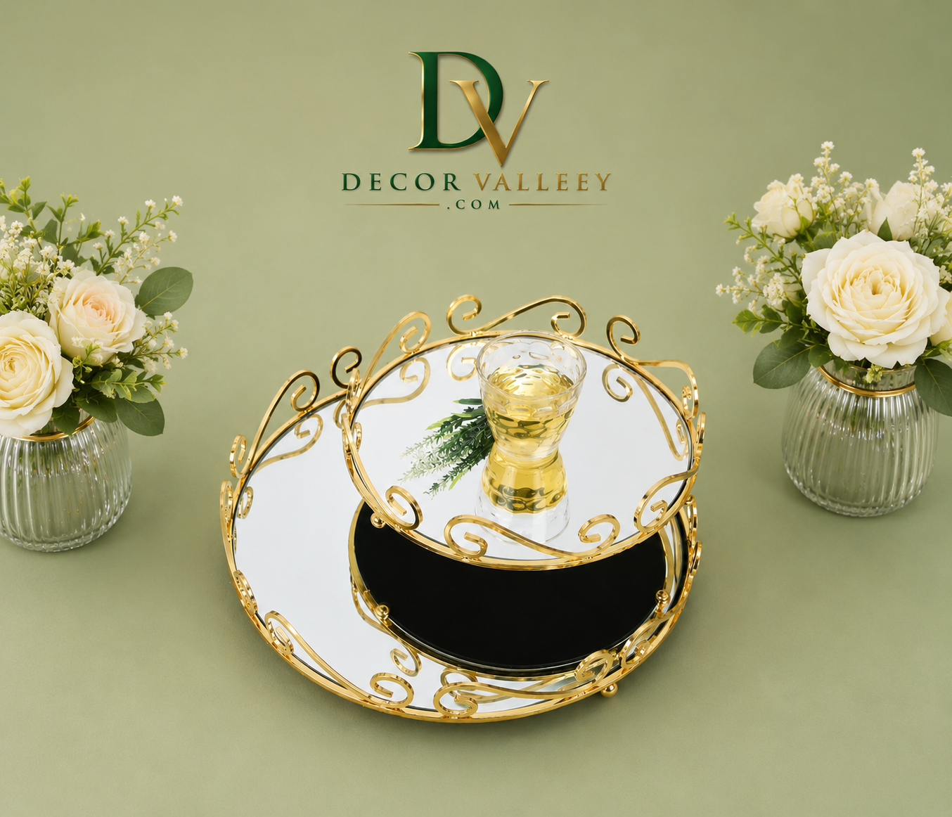 Luxury Gold Mirror Tray   Decorative Vanity & Serving Trays