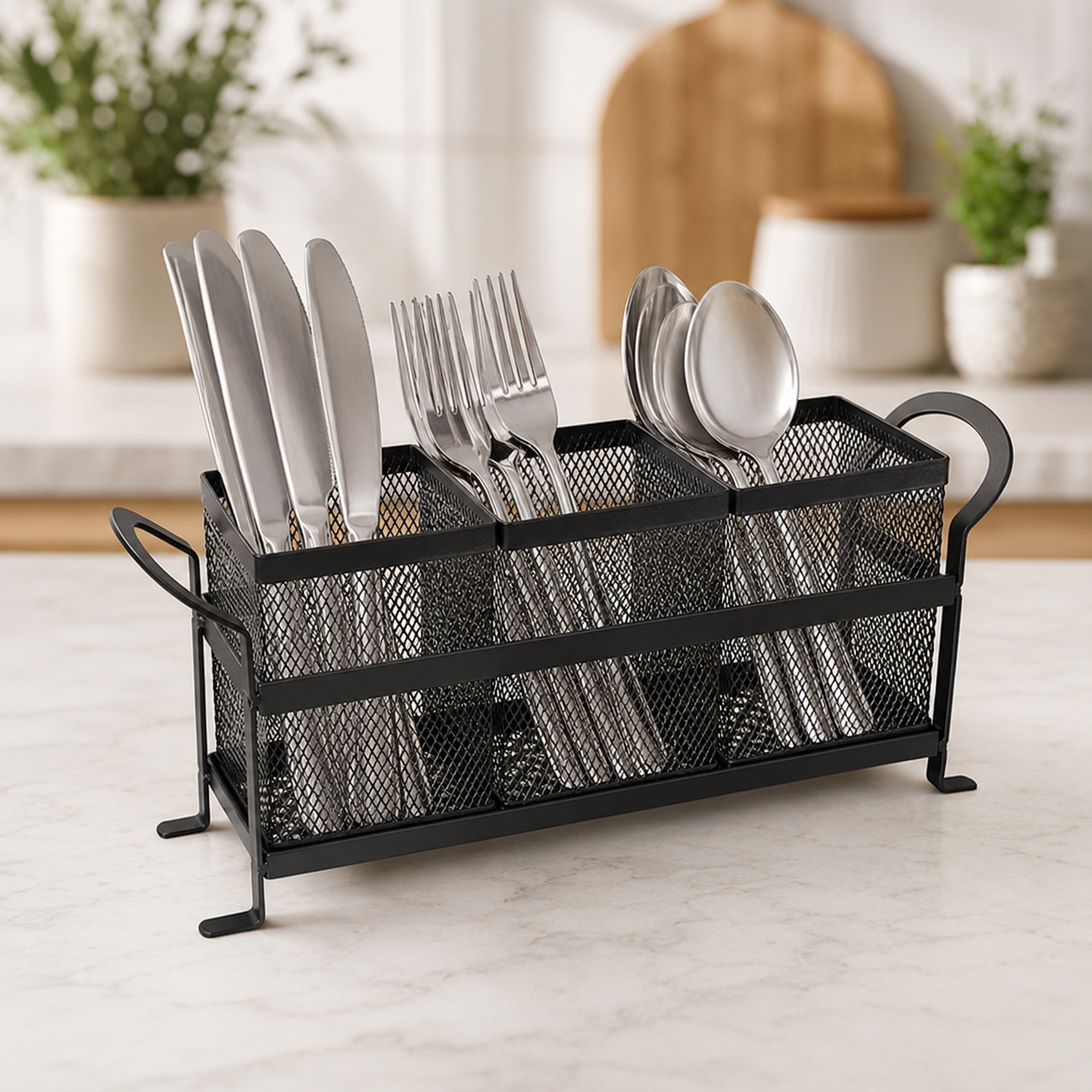 3-Compartment Cutlery Holder Rack
