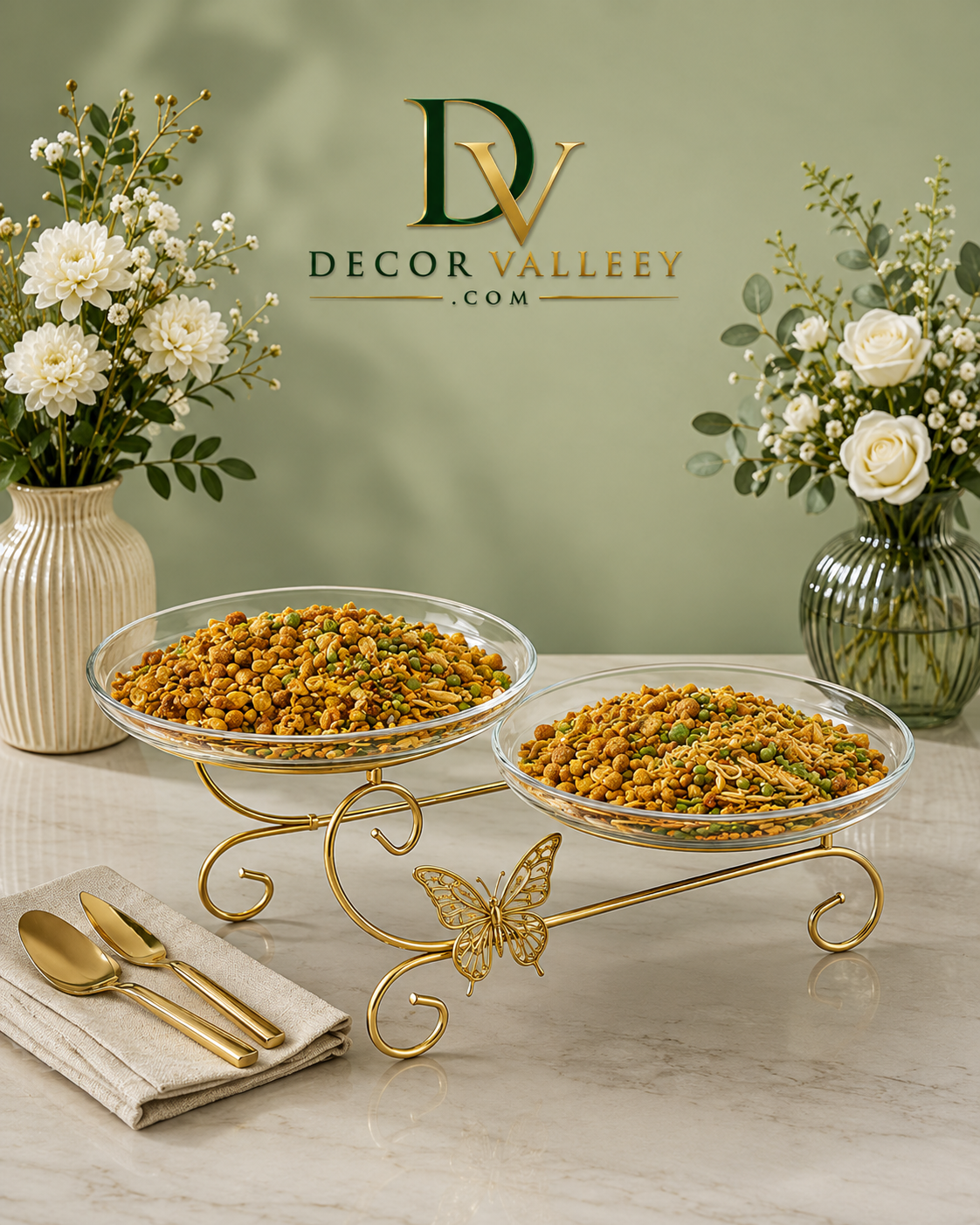 Luxury Double Bowl Snack Serving Stand