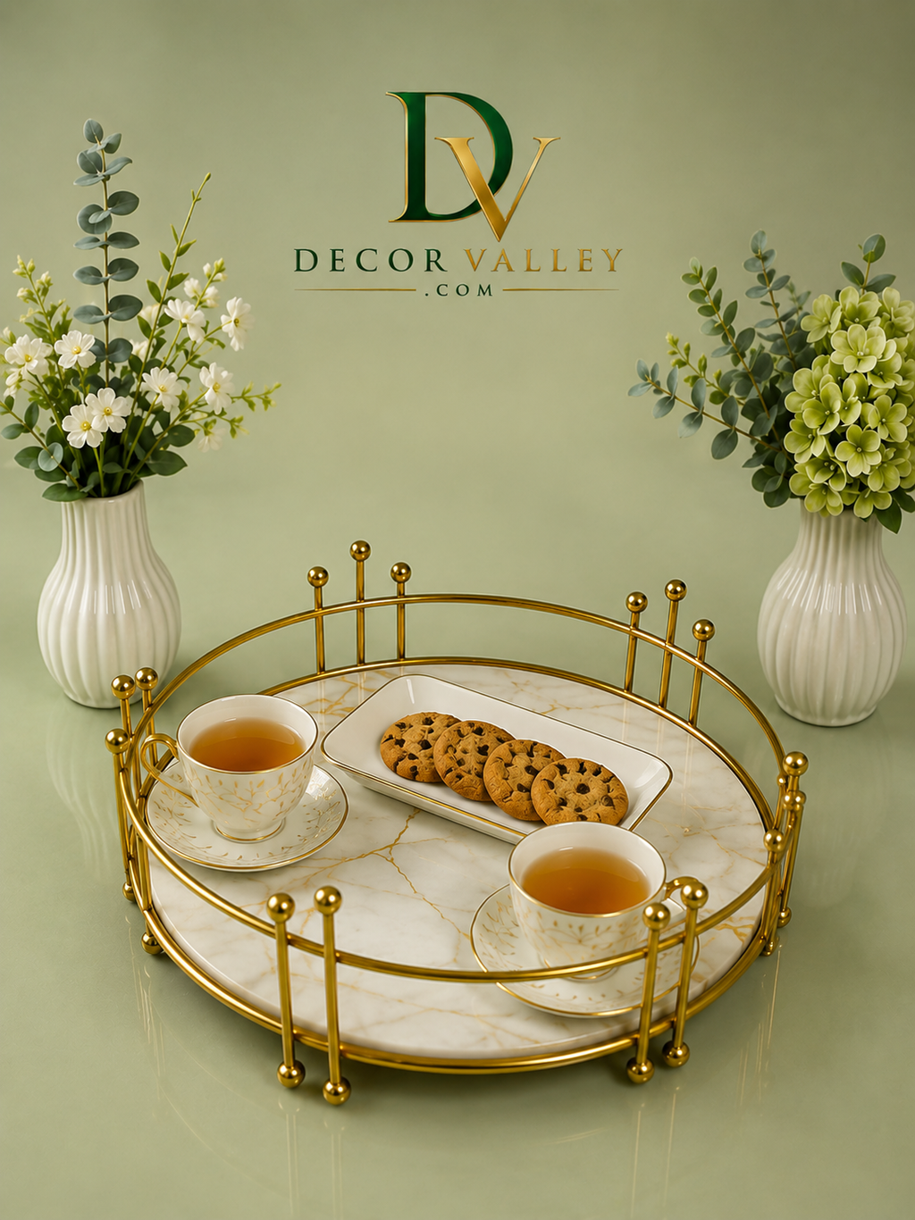 Round Serving, jewelry, makeup tray