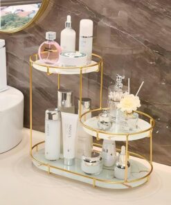 Makeup Organizer – Golden Cosmetic Storage Rack
