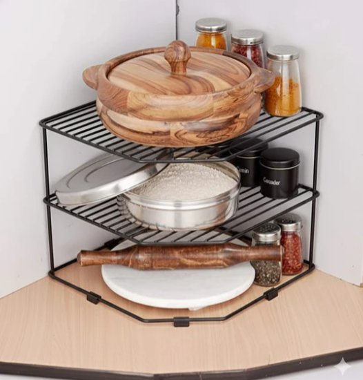 3 Tier Corner Kitchen Storage Rack – Countertop Organizer Shelf