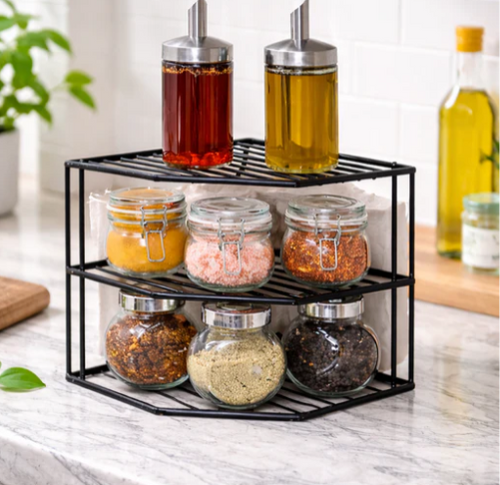 3 Tier Corner Kitchen Storage Rack – Countertop Organizer Shelf