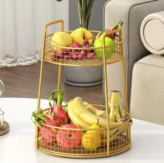 Luxury 2 Tier Golden Fruit Basket