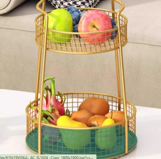 Luxury 2 Tier Golden Fruit Basket