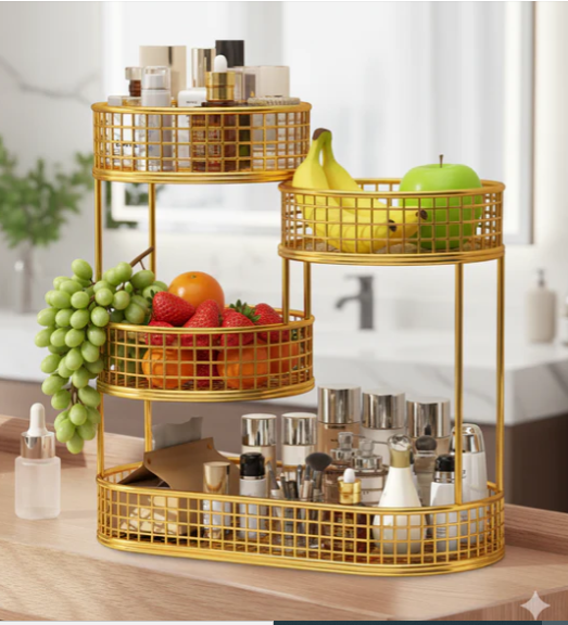 Luxury 4 Tier Golden Fruit & Vegetable Basket Stand