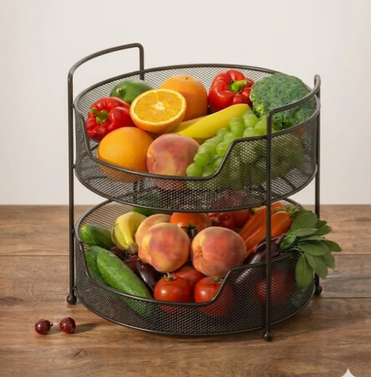 Luxury 2 Tier Golden Fruit & Vegetable Basket