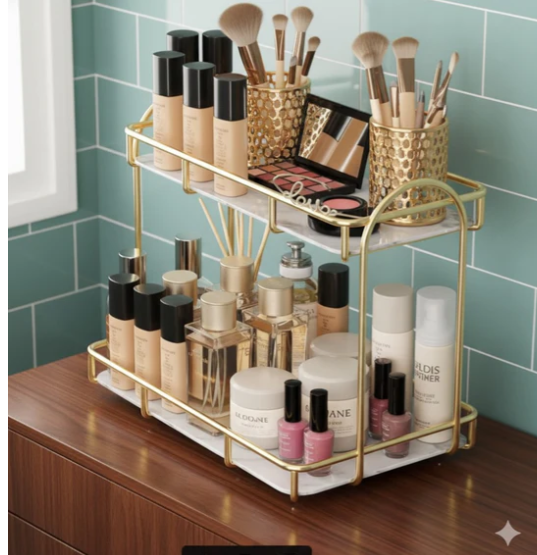 Golden Cosmetic Storage Rack