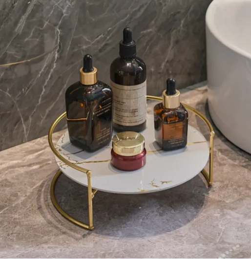Golden Cosmetic Display Stand