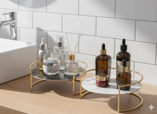 Golden Cosmetic Display Stand