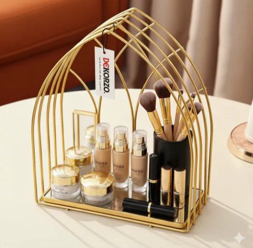 Luxury Arch Makeup Organizer – Golden Cosmetic Storage Rack