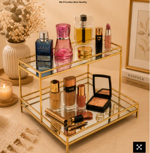 Luxury 2-Tier Glass Makeup Organizer