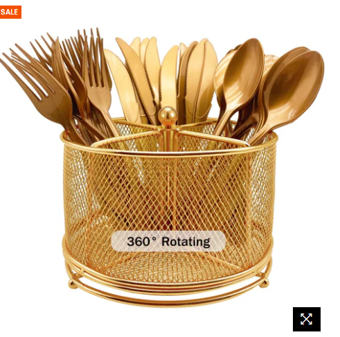 Cutlery Holder Stand – Metal Mesh Spoon Fork Organizer